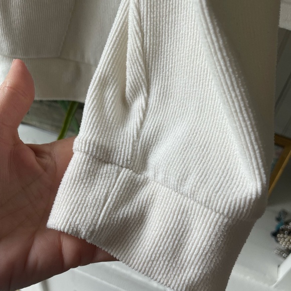 WOMENS PLUS MARC NEW YORK RIBBED OFF WHITE HOODED SWEATSHIRT SIZE XXL - Picture 5 of 6